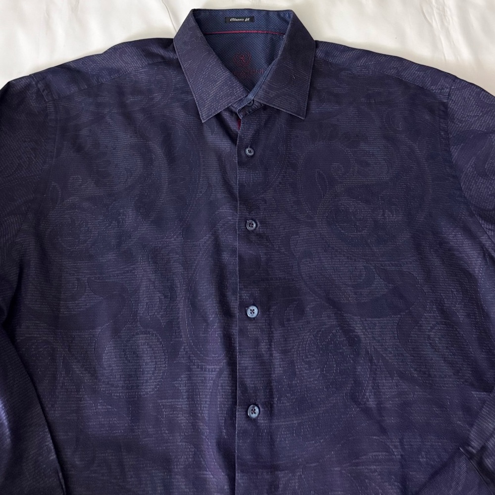 Bugatchi Uomo Classic Fit Patterned Dark Purple L… - image 4